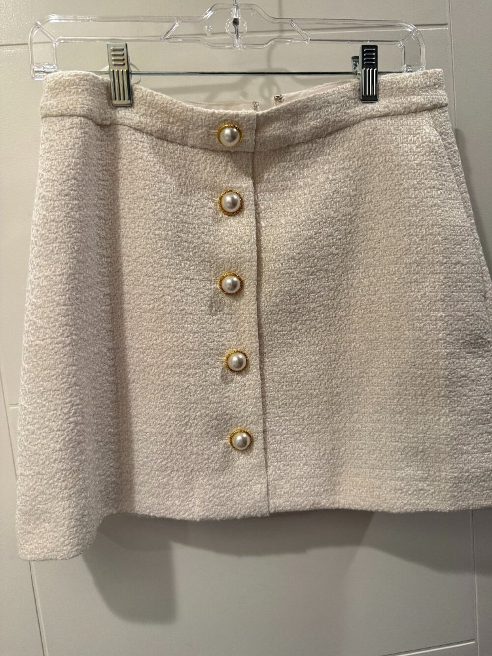 FRENCH CONNECTION 2 Piece Tweed Pearl Buttons Top & Skirt Set Women's Sz 6 NWT - Picture 10 of 15